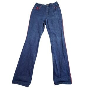 Vintage Gloria Vanderbilt Murjani Jeans Indigo Red Piping High Waist Size 16